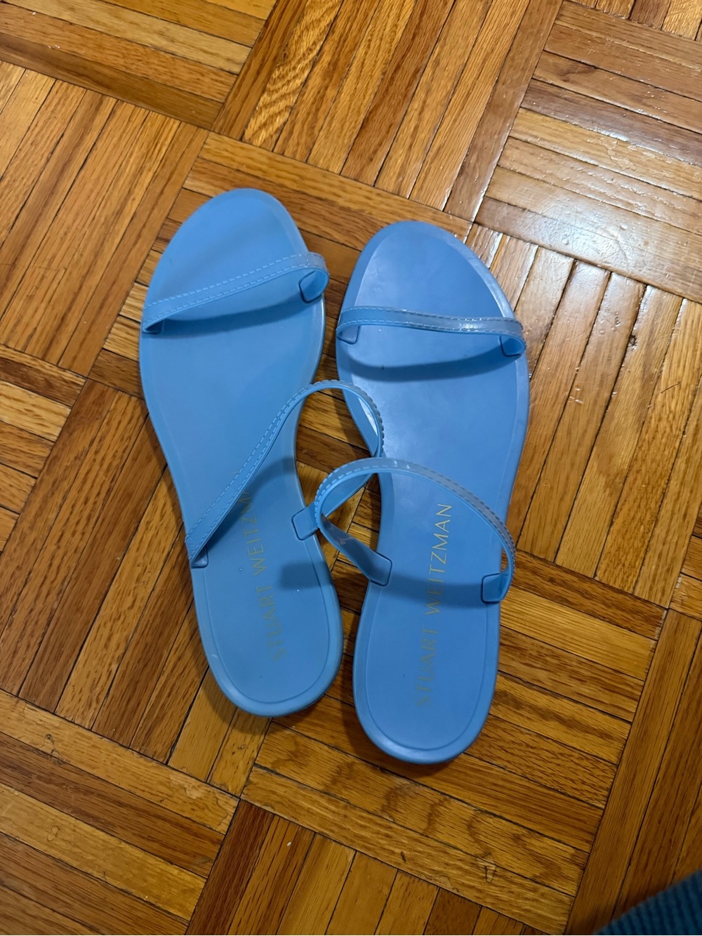 Stuart Weitzman Sky Blue Rubber Slide Sandals